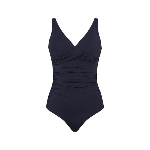 Women's Blue Halter Neck Retro Stripe Cute One-piece Swimsuit 