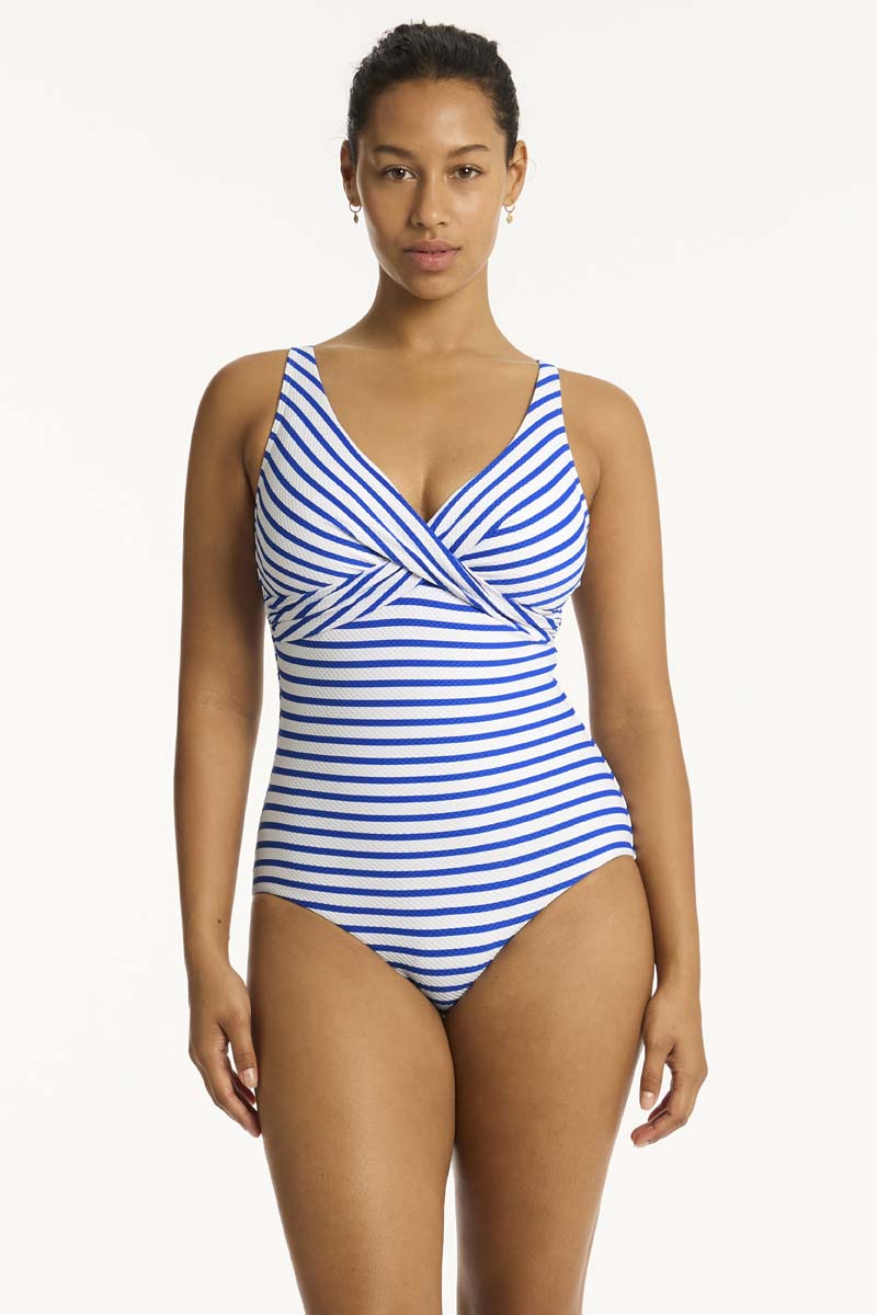 Amalfi Cross Front One Piece - Amalfi Blue - Sea Level Australia 