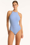 Amalfi High Neck One Piece - Amalfi Blue - Sea Level Australia 