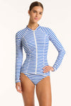 Amalfi Long Sleeve Rash Vest - Amalfi Blue - Sea Level Australia 