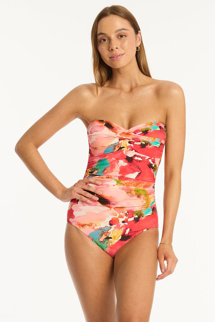 Classic Bandeau One-Piece, Textured Fatigue, Eco-Friendly Recycled