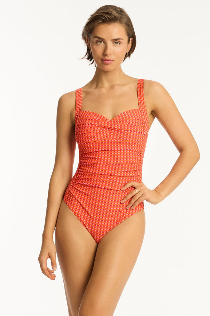 Checkmate Twist Front One Piece - Checkmate Red - Sea Level Australia 