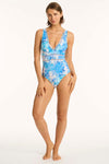 Daisyfield Spliced One Piece - Daisyfield Blue - Sea Level Australia 