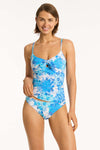 Daisyfield Tie Front B/C Tankini - Daisyfield Blue - Sea Level Australia 