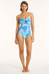 Daisyfield Tie Front B/C Tankini - Daisyfield Blue - Sea Level Australia 