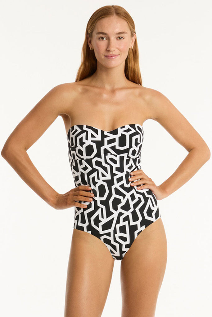 Classic Bandeau One-Piece, Textured Fatigue, Eco-Friendly Recycled