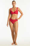 Honeycomb Mid Bikini Pant - Honeycomb Red - Sea Level Australia 