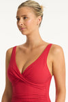 Honeycomb Cross Front One Piece - Honeycomb Red - Sea Level Australia 