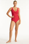 Honeycomb Cross Front Singlet - Honeycomb Red - Sea Level Australia 