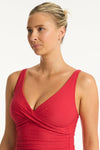 Honeycomb Cross Front Singlet - Honeycomb Red - Sea Level Australia 