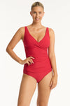 Honeycomb Cross Front Singlet - Honeycomb Red - Sea Level Australia 