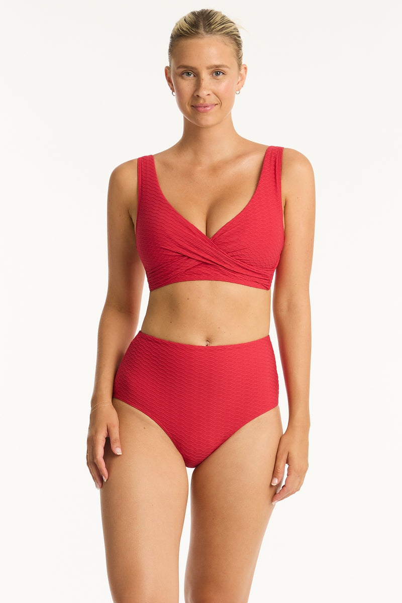 Honeycomb Cross Front Multifit Bra - Honeycomb Red - Sea Level Australia 