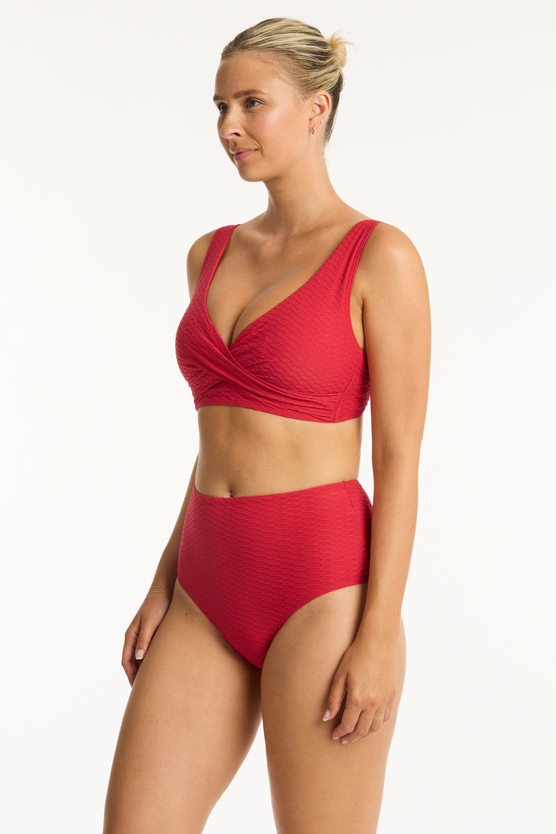 Honeycomb Cross Front Multifit Bra - Honeycomb Red - Sea Level Australia 