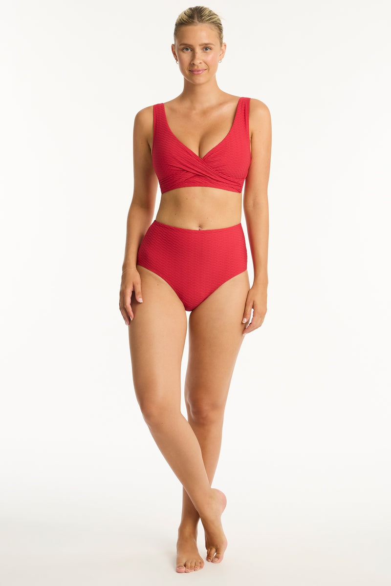 Honeycomb High Waist Pant - Honeycomb Red - Sea Level Australia 