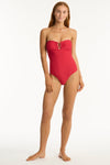 Honeycomb U Bar Bandeau One Piece - Honeycomb Red - Sea Level Australia 