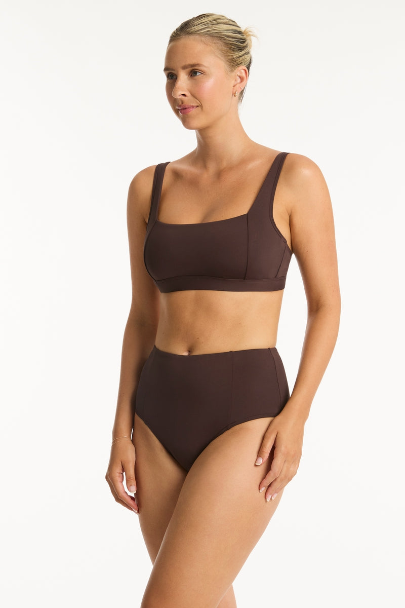 Infinity Panelled High Waist Pant - Infinity Cocoa - Sea Level Australia 