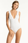 Interlace Frill One Piece - Interlace White - Sea Level Australia 