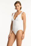 Interlace Frill One Piece - Interlace White - Sea Level Australia 