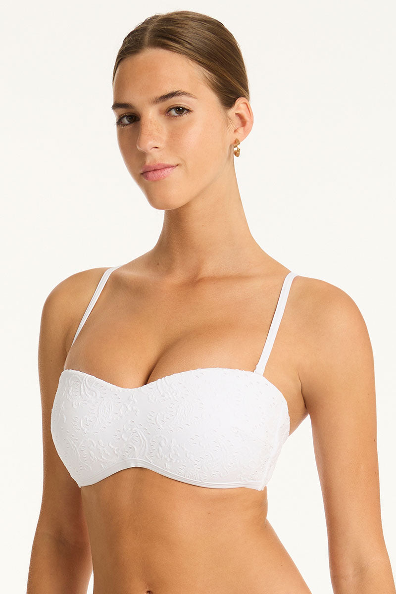 Interlace Seamless Bandeau - Interlace White - Sea Level Australia 