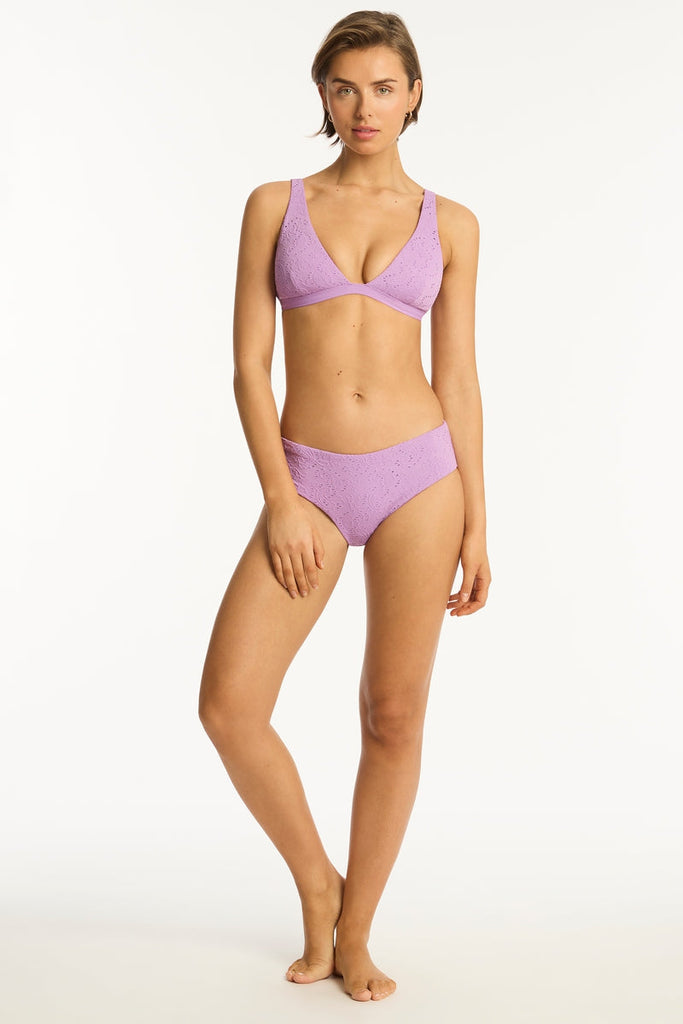 Interlace Mid Bikini Pant - Interlace Lavender - Sea Level Australia 