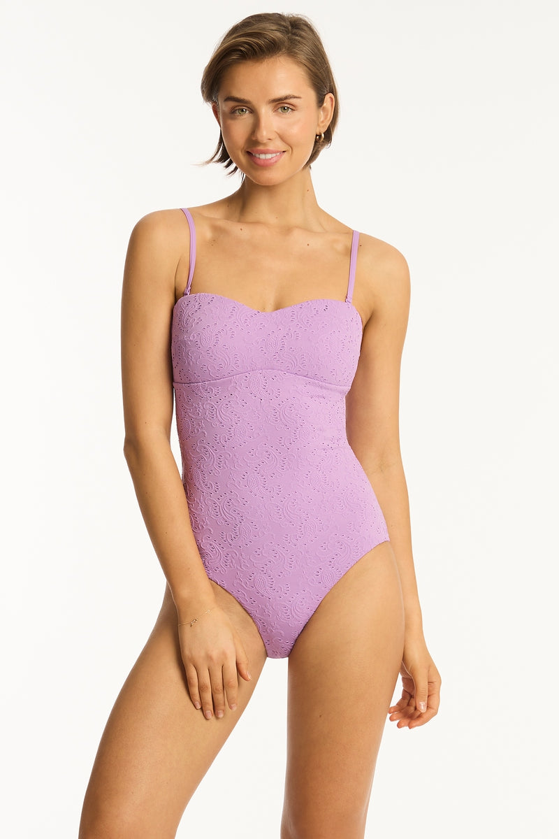 Interlace Seamless Bandeau One Piece - Interlace Lavender - Sea Level Australia 