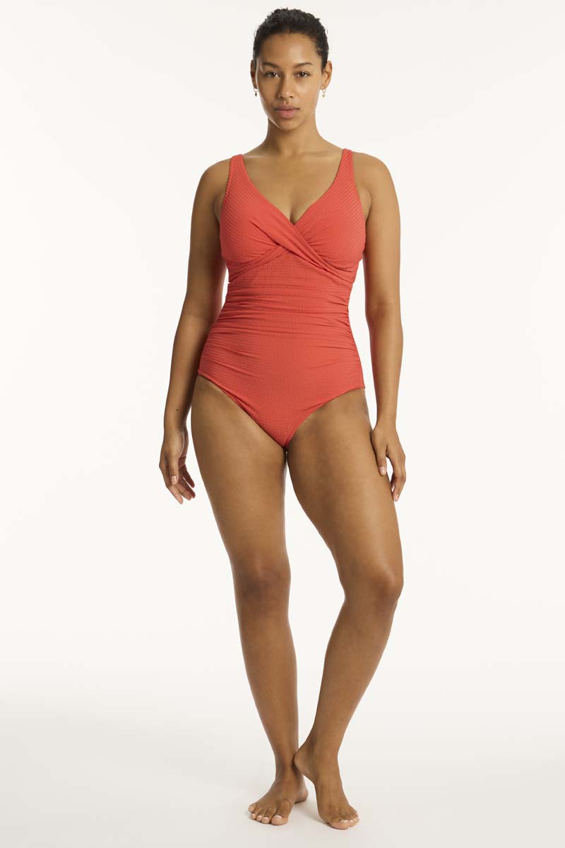 Messina Cross Front One Piece - Messina Flame - Sea Level Australia 