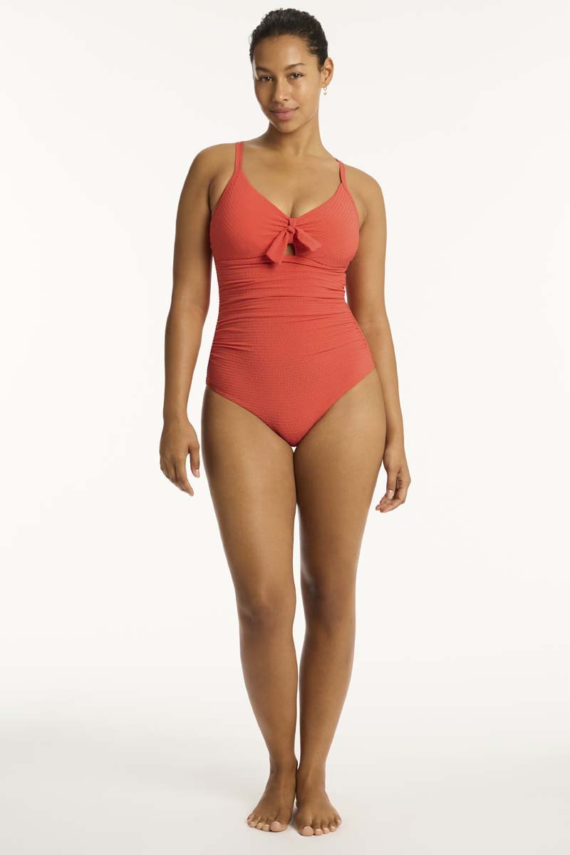 Messina Tie Front DD/E One Piece - Messina Flame - Sea Level Australia 