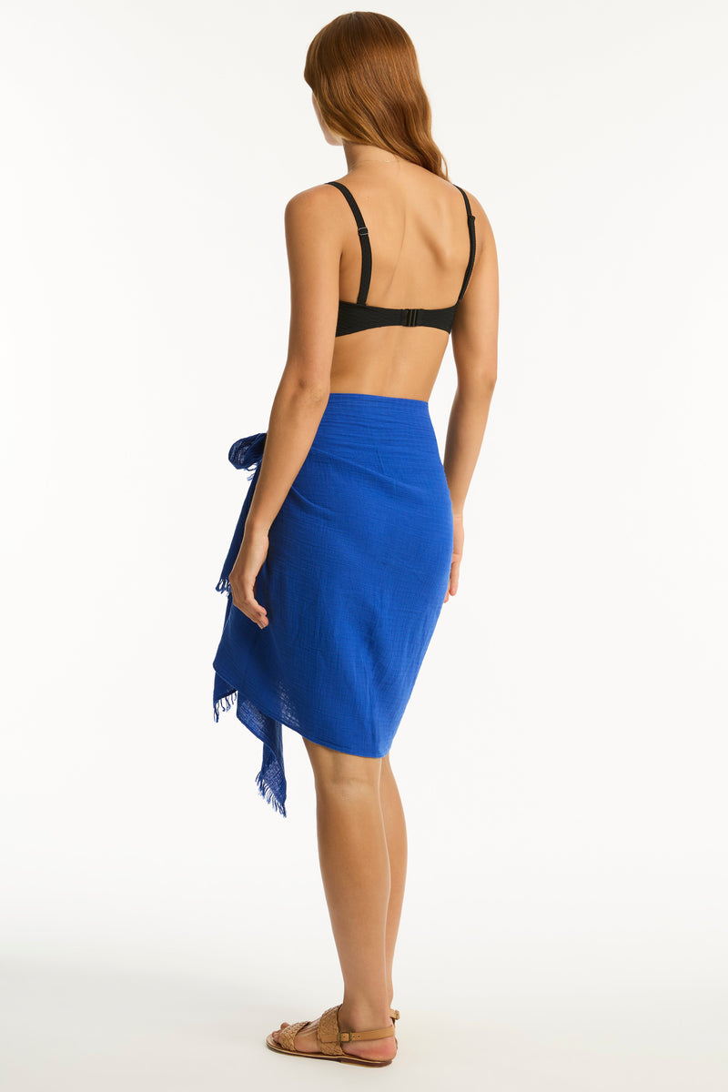 Sunset Frayed Sarong - Sunset Blue - Sea Level Australia 