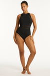 Eco Essentials High Neck One Piece - Eco Essentials Black - Sea Level Australia 