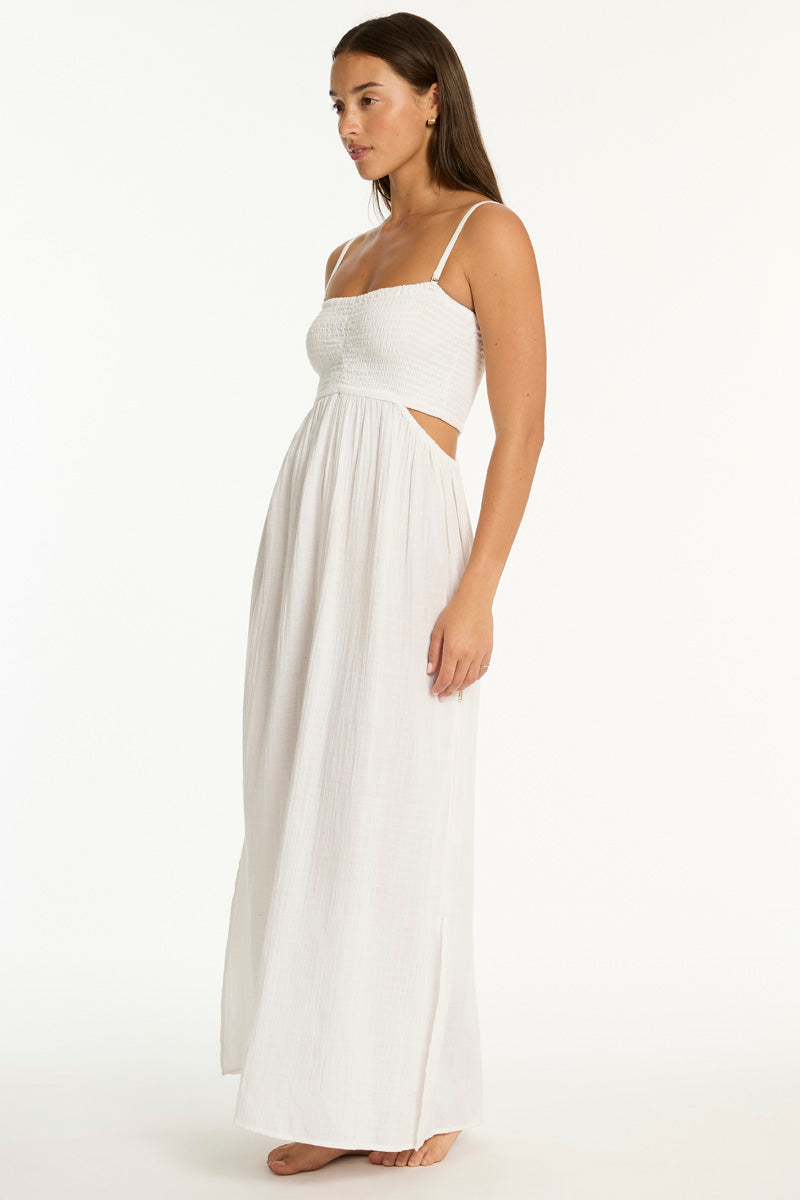 Sunset Cutaway Bandeau Dress, White / L Sunset Cutaway Bandeau Dress, White / L
