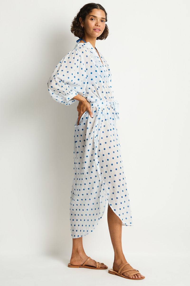 Sea Level Dottie Boho Long Shirt Dress, Denim Blue / L
