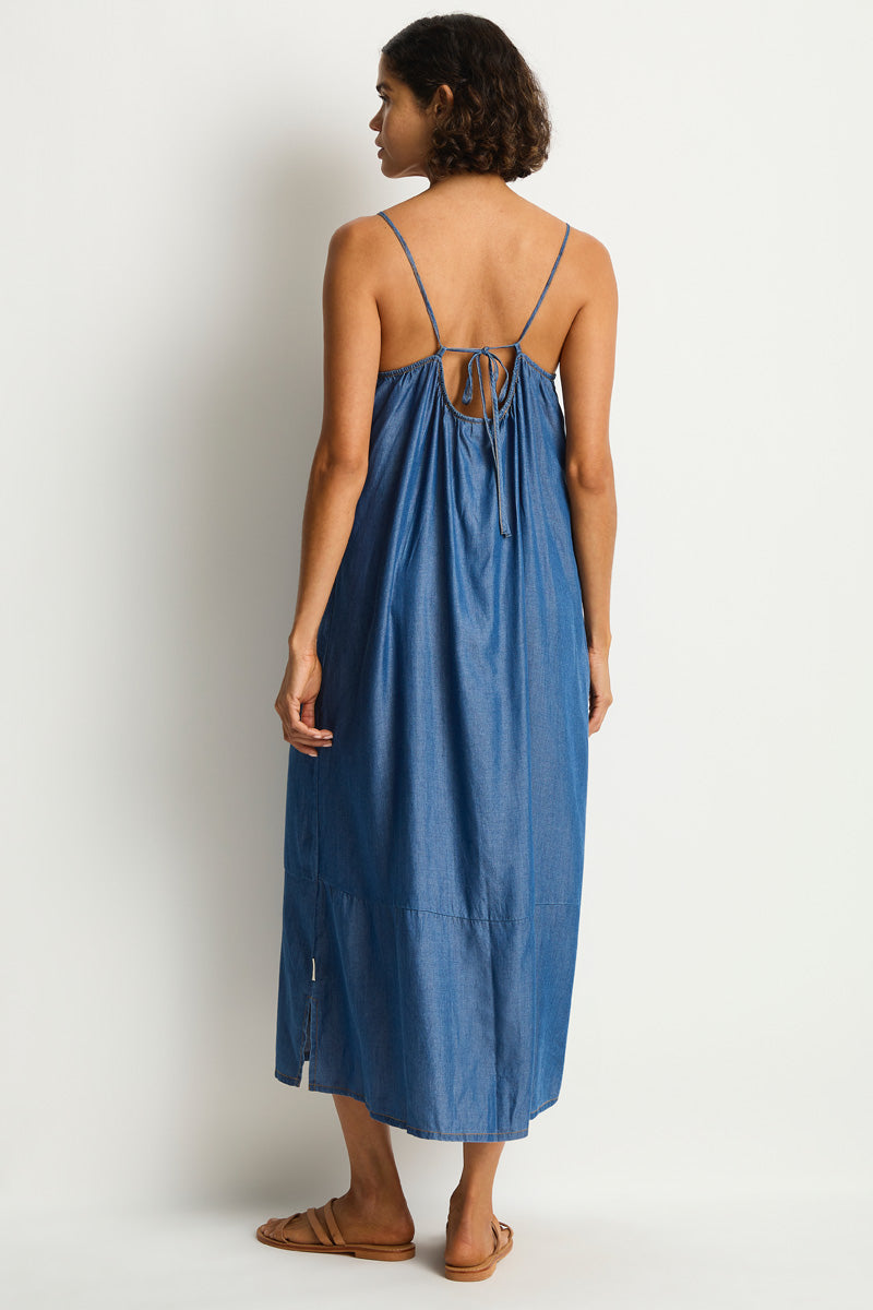 love stitch denim maxi dress Chambray Stitch & Bloom Embroidered Maxi Dress, Denim