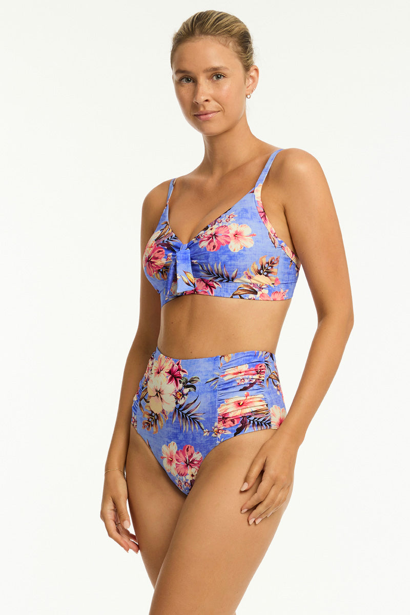 Blue Hawaii High Waist Gathered Side Pant