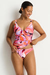 Neon Wave Cross Front Tankini