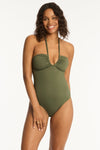 Eco Essentials Halter Bandeau One Piece - Eco Essentials Khaki - Sea Level Australia 