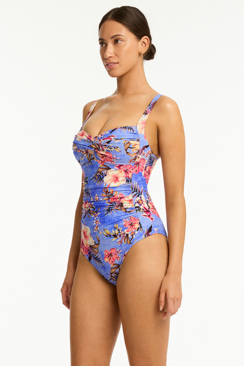 Blue Hawaii Twist Front One Piece