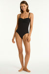 Black Essentials Edit Twist Bandeau One Piece in Sea Level | Sea Level Australia 