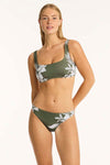 Aloha Low Square Neck Bra - Aloha Khaki - Sea Level Australia 