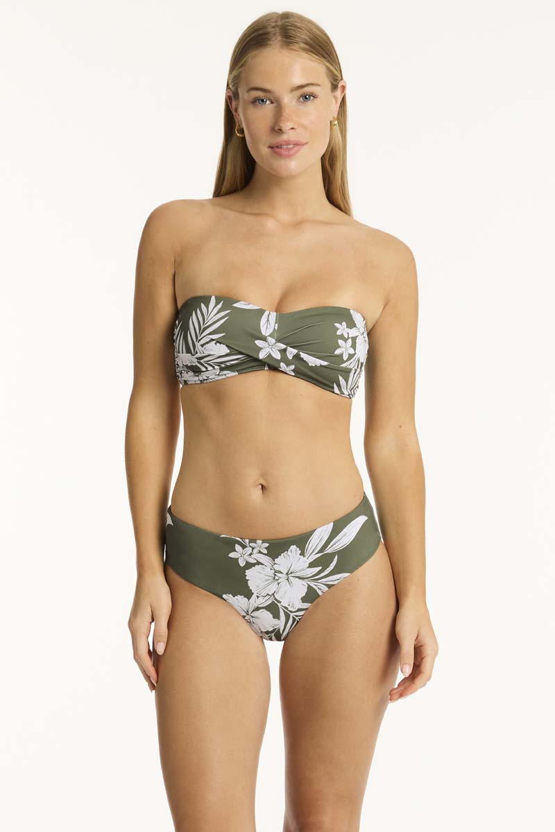 Aloha Mid Bikini Pant - Aloha Khaki - Sea Level Australia 