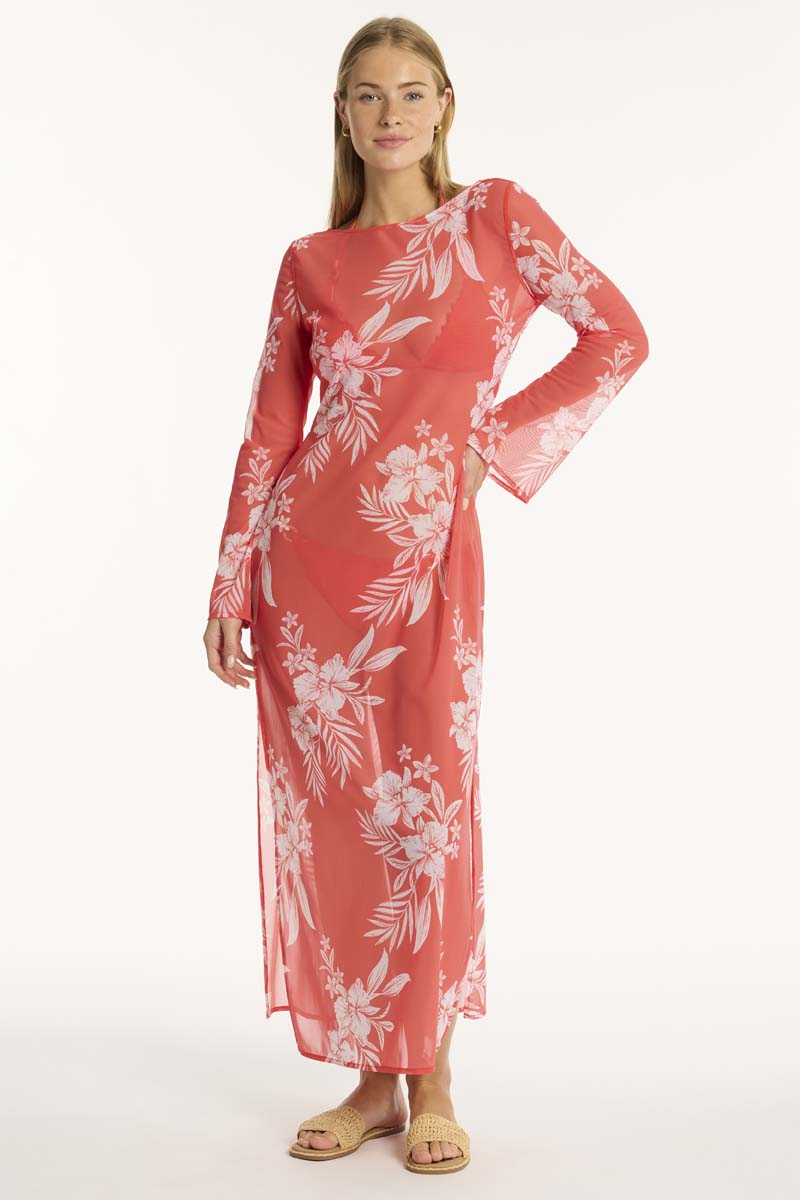 Aloha Mesh Long Dress - Aloha Flame - Sea Level Australia 