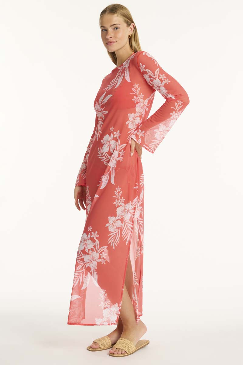 Aloha Mesh Long Dress - Aloha Flame - Sea Level Australia 