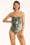 Aloha Halter Bandeau One Piece - Aloha Khaki - Sea Level Australia 