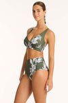 Aloha High Waist Gathered Side Pant - Aloha Khaki - Sea Level Australia 