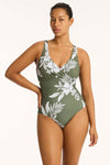 Aloha Cross Front Multifit One Piece - Aloha Khaki - Sea Level Australia 