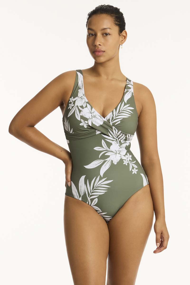 Aloha Cross Front Multifit One Piece - Aloha Khaki - Sea Level Australia 