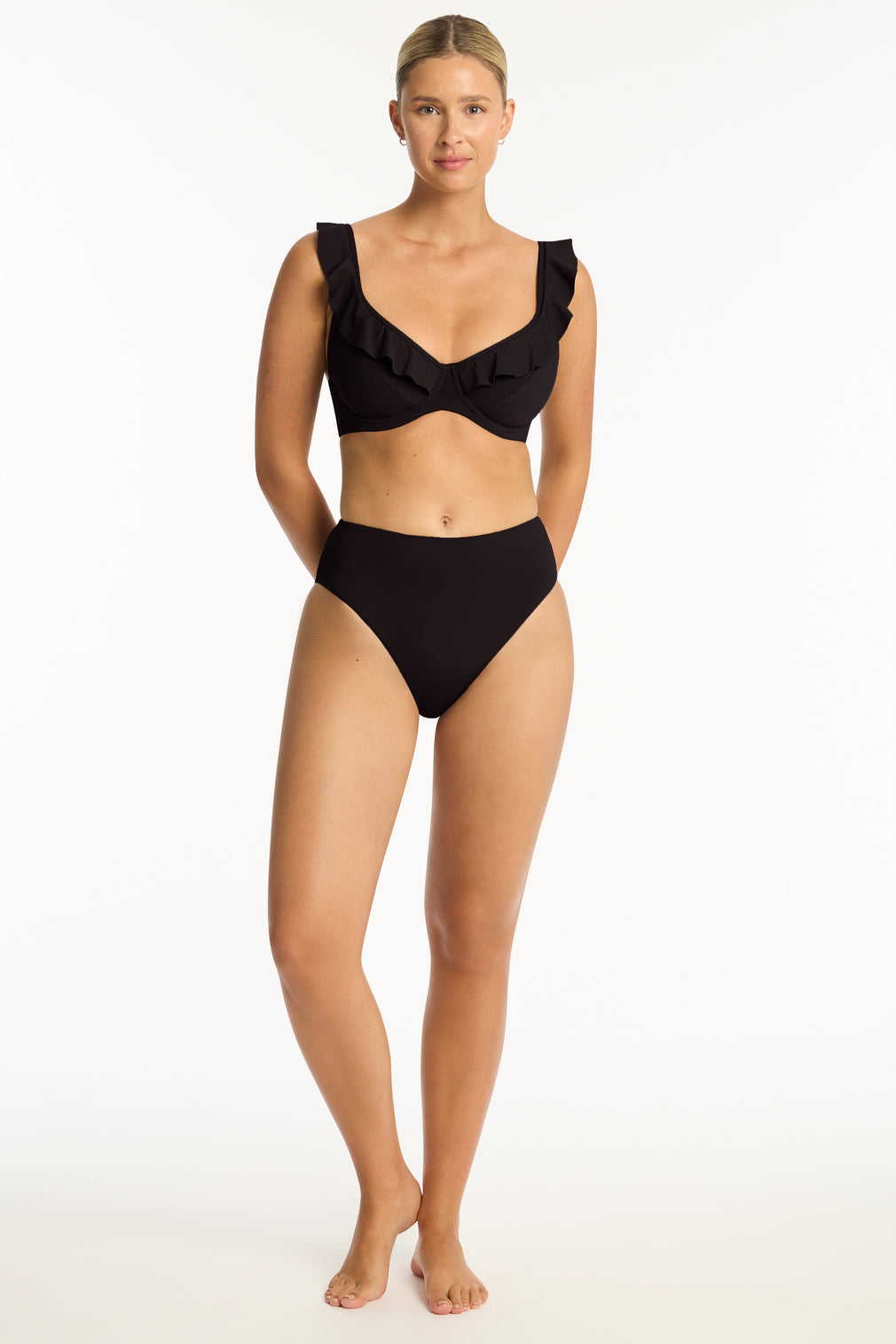 Eco Essentials F Cup Frill Underwire Bra - Eco Essentials Black - Sea Level Australia 