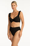 Eco Essentials F Cup Frill Underwire Bra - Eco Essentials Black - Sea Level Australia 