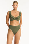 Eco Essentials F Cup Frill Underwire Bra - Eco Essentials Khaki - Sea Level Australia 