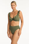 Eco Essentials F Cup Frill Underwire Bra - Eco Essentials Khaki - Sea Level Australia 