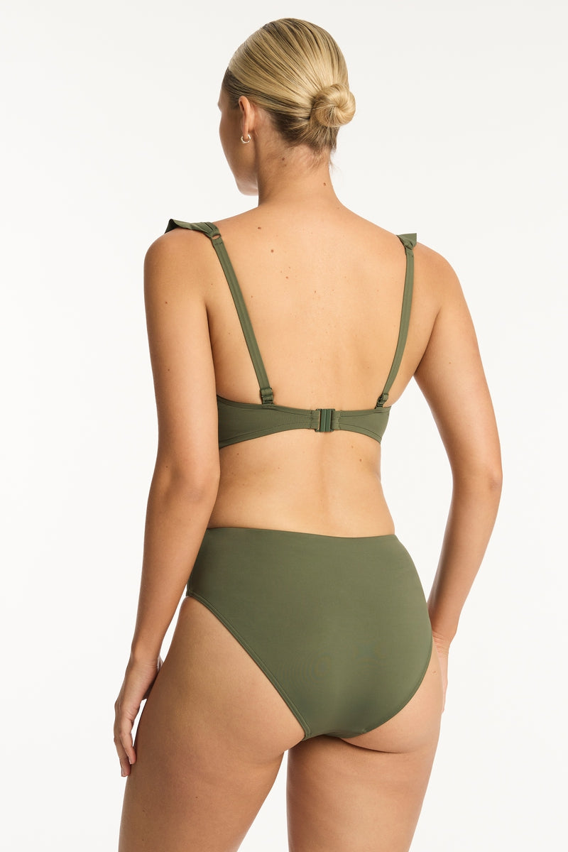 Eco Essentials F Cup Frill Underwire Bra - Eco Essentials Khaki - Sea Level Australia 